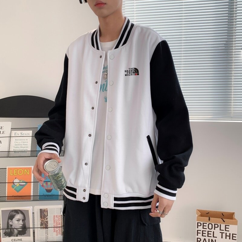 BQ3223P75男潮胸前小标印花棒球服外套男港风潮牌休闲宽松夹克,男装夹克,星座510A-1
