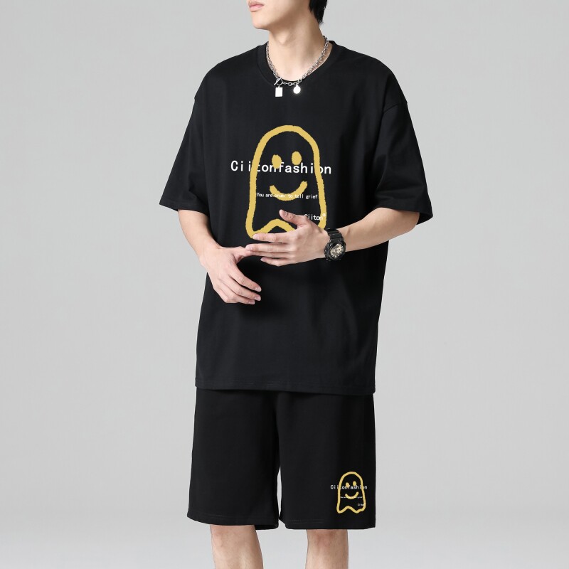 TZ3884休闲运动套装轻奢时尚感男士短袖t恤男夏季薄款潮牌短裤,男装休闲套装,星座510A-1