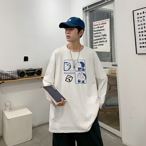 C2705P30男士长袖t恤春季潮牌薄款宽松潮流春装卫衣服春衣打底衫图片