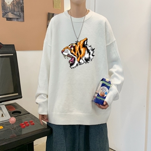 MD2892P55印花毛衣男秋季潮牌ins宽松慵懒高领针织衫潮流圆领线衣图片