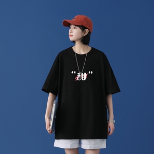 T1678P25@中性风 夏装新款简单字母印花宽松版圆领短袖T恤图片