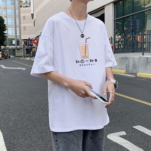 T3328P25男港风T恤落肩款宽松T恤 仓库一件起正常配送中克莱因蓝T图片