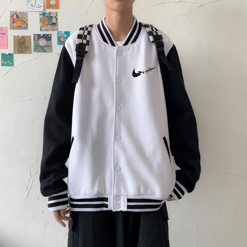 BQ3225P75男潮胸前小标印花棒球服外套男港风潮牌休闲宽松夹克,男装夹克,星座510A-1