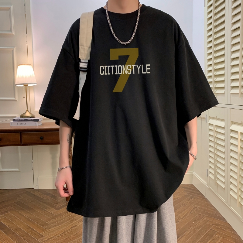 T6277P25美式复古7号重磅纯棉t恤男士短袖潮牌百搭夏季2025潮流，男装T恤，星座510A-1