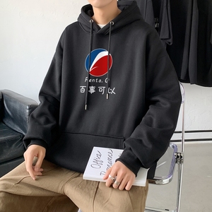 L2463P48秋装21中性纯色连帽卫衣套头宽松外套情侣装打底帽衫图片