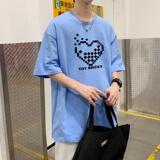 T3587已爆港风短袖全棉印花大码T恤抖音供货22夏新款，男装T恤，星座510A-1