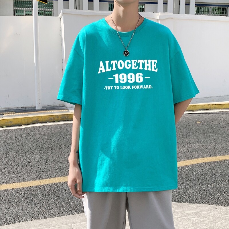 T3323P25落肩款宽松T恤克莱因蓝T男港风T恤 仓库一件起正常配送中图片