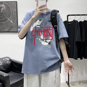 T2197P25港风室内 ！21夏季潮流男士短袖T恤宽松半袖体恤衫图片