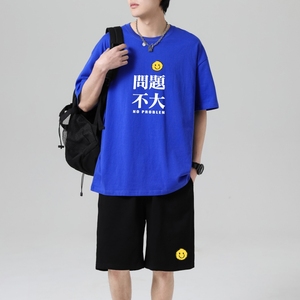TZ3517休闲运动套装轻奢时尚感男士短袖t恤男夏季薄款潮牌短裤图片