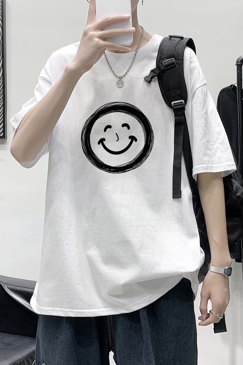 T1681P25港风100%棉2022新款短袖T恤男印花青春休闲,男装T恤,星座510A-1