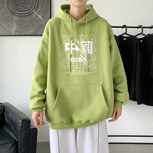L2755P48卫衣男秋冬新款潮趣文字印花潮流休闲帅气连帽外套图片