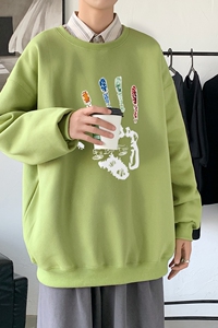 Y2460P38港风21秋季新款动漫圆领卫衣男潮流宽松青少年休闲外套图片
