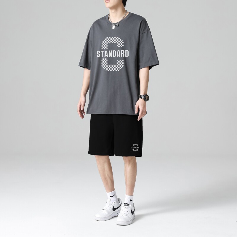 TZ3669P65休闲运动套装轻奢时尚感男士短袖t恤男夏季薄款潮牌短裤,男装休闲套装,星座510A-1