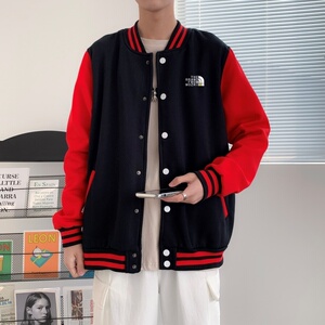 BQ3223P75男潮胸前小标印花棒球服外套男港风潮牌休闲宽松夹克图片