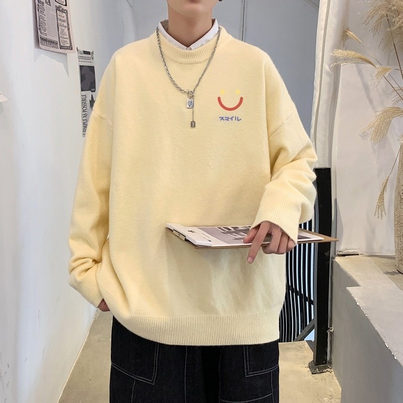 MD2809P55男春秋季ins潮流慵懒风印花圆领毛衣休闲打底针织衫外套,男装针织衫/毛衣,星座510A-1