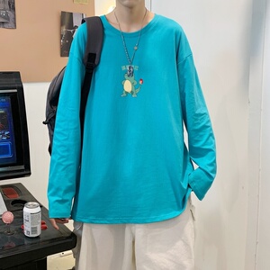C2883P30男长袖t恤春季打底衫长袖纯棉春季港风印花宽松潮流上衣图片