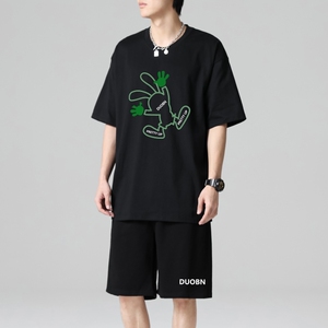 TZ3510短袖t恤男夏季薄款潮牌短裤休闲运动套装轻奢时尚感男士图片