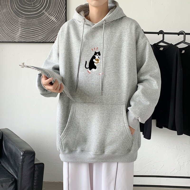 L2886P65卫衣2022秋新款港风ins连帽套头加绒加厚连帽卫衣外套,男装卫衣,星座510A-1