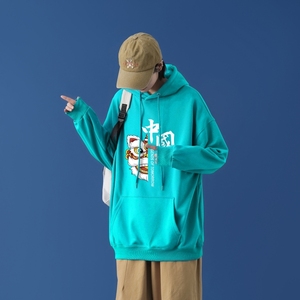 L2409P48中性模特新款卫衣男装宽松港风日系外套连帽衣服宽松卫衣图片