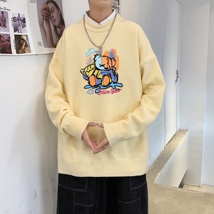 MD2704P55印花毛衣男秋季潮牌ins宽松慵懒高领针织衫潮流圆领线衣图片