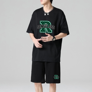 TZ3515休闲运动套装轻奢时尚感男士短袖t恤男夏季薄款潮牌短裤图片