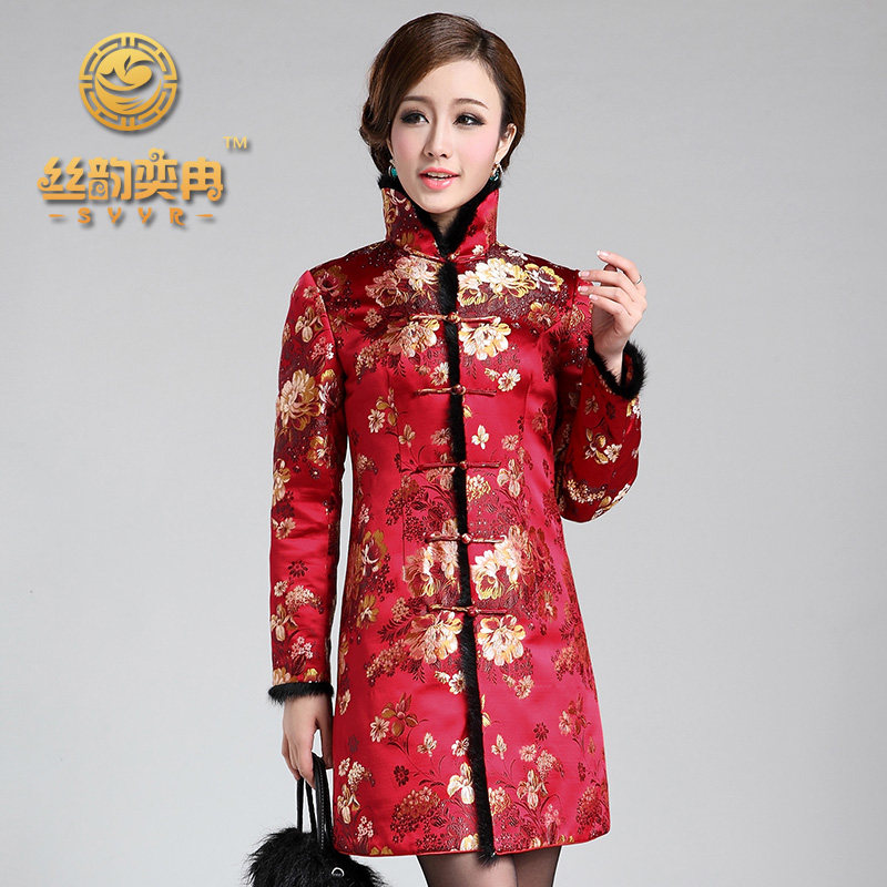 貂毛修身复古蚕丝女士棉服冬装