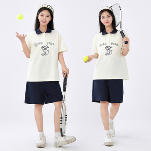 胖女童运动套装儿童夏装加肥加大POLO领短袖t恤短裤五分裤两件套9