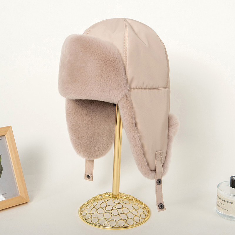 獭兔毛女士雷锋帽可爱皮毛一体皮草东北帽冬季保暖真皮帽子休闲帽