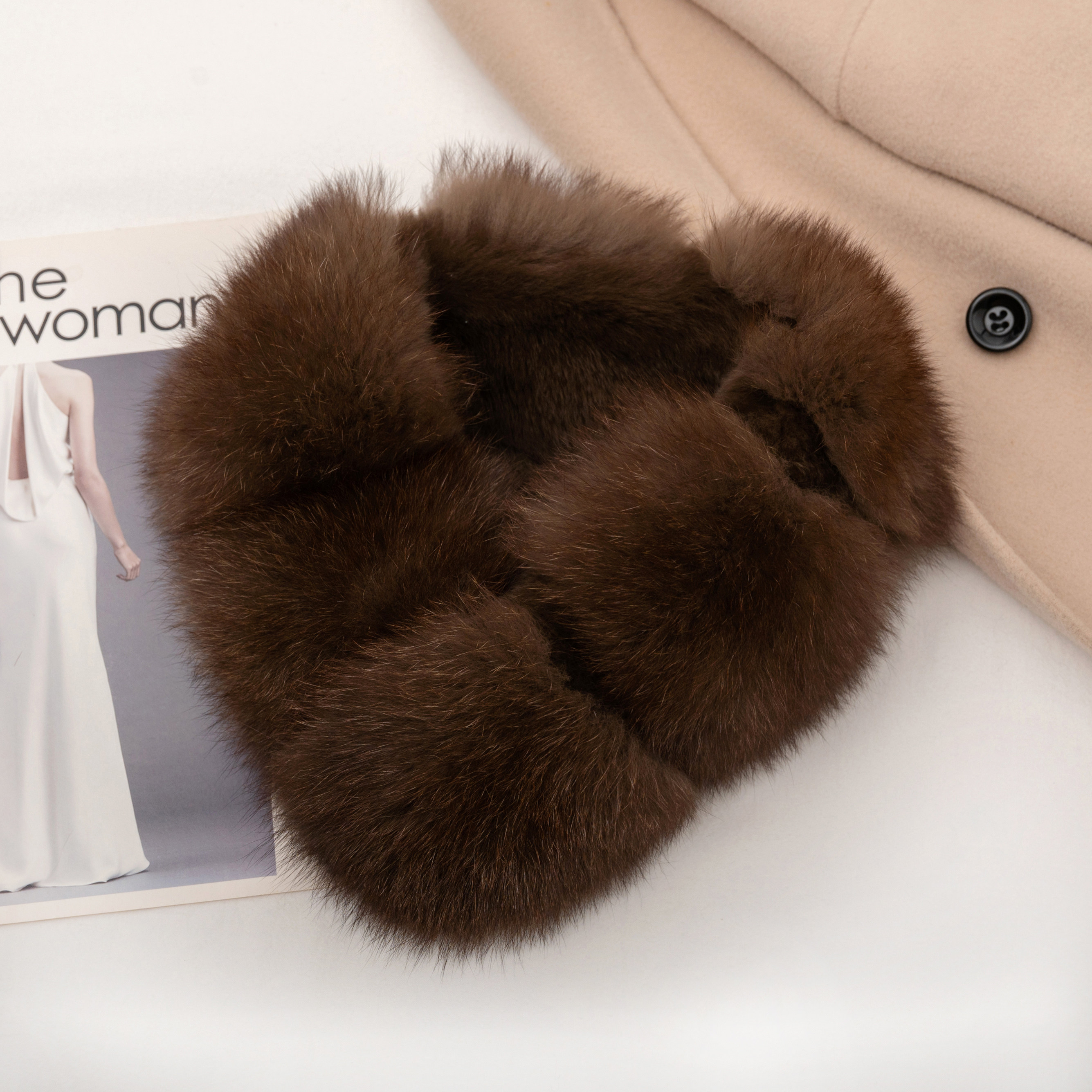 双面毛狐狸毛围巾女冬季竹节真毛领加厚保暖气质百搭新款皮草围脖