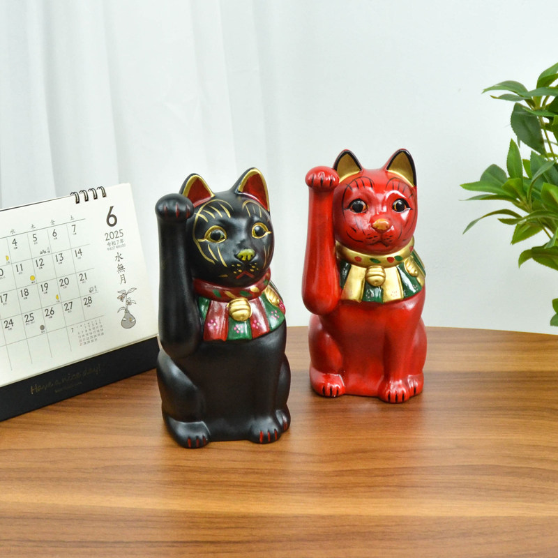日本进口濑户烧大正复古招财猫咪摆件陶瓷装饰手工艺品开业礼物