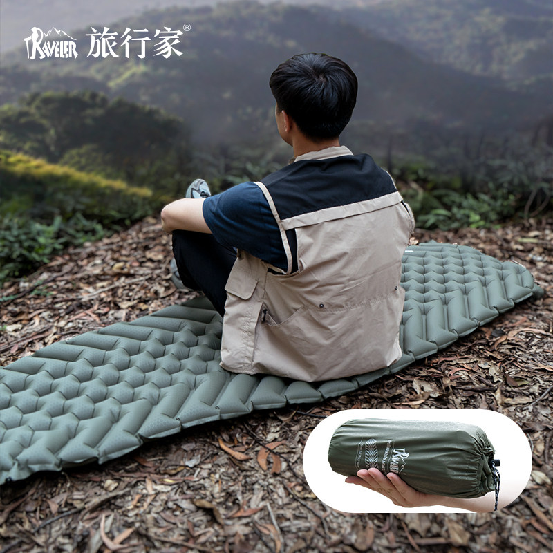 旅行家山豹充气垫按压式防潮垫单人加厚超轻户外露营野营钓鱼便携