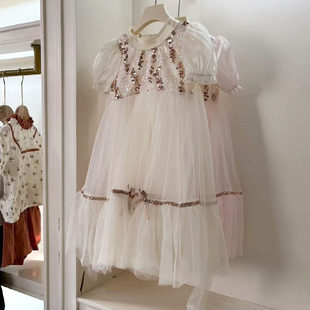 6022女童短袖 150cm 连衣裙春夏公主裙纱裙礼服裙110