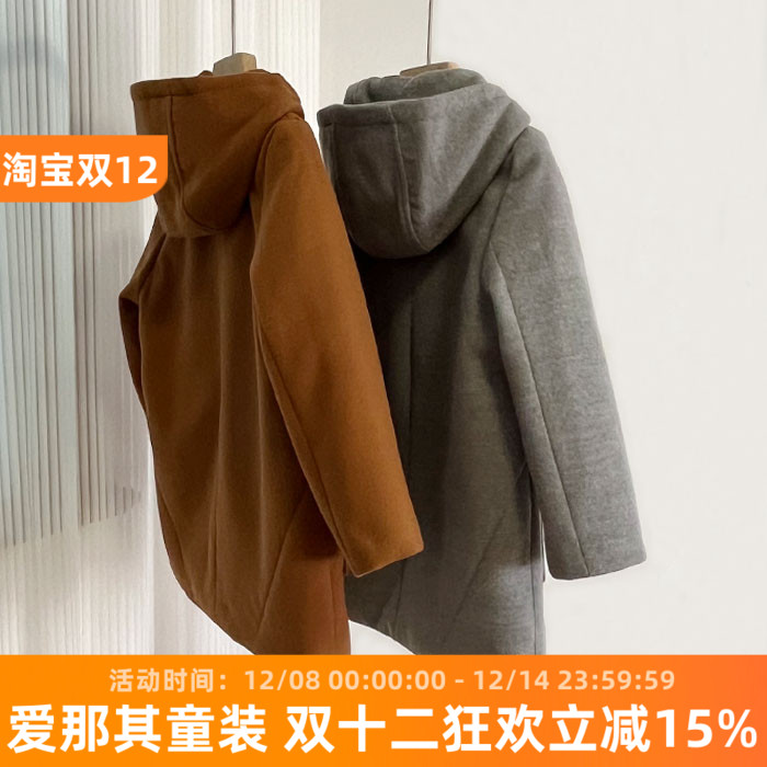 男女童毛呢大衣秋冬长袖外套上衣