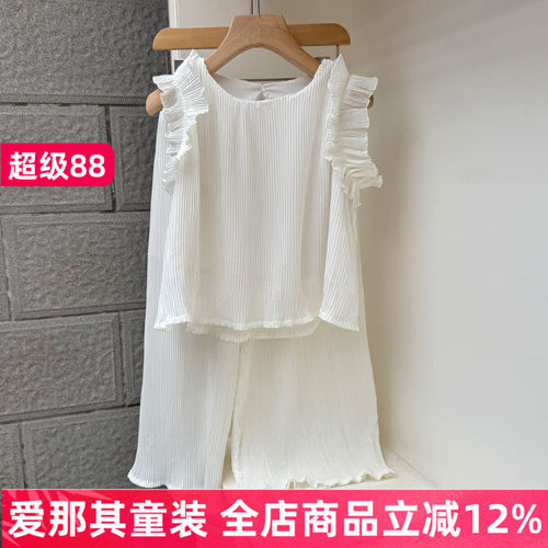 女童夏季短袖上衣长裤有内衬