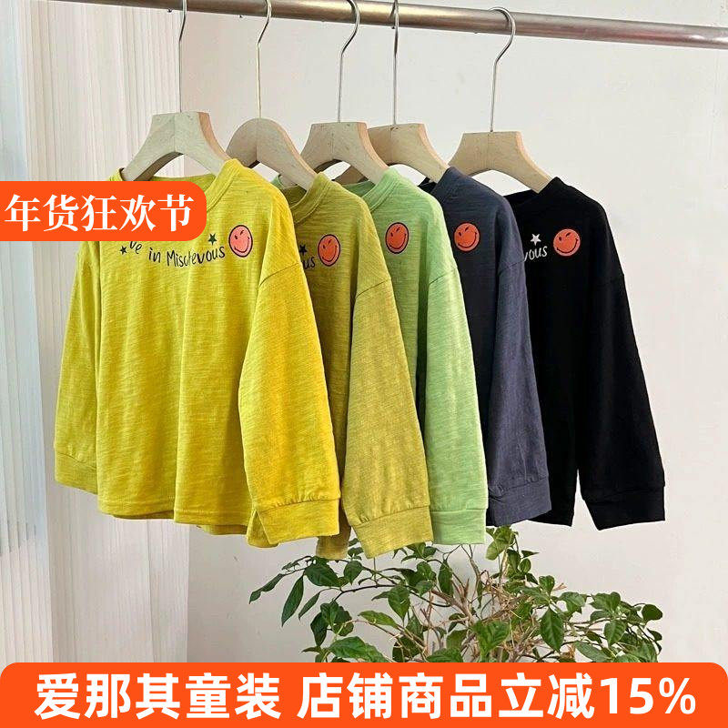 229男女童长袖T恤衫春秋上衣竹节棉打底衫100-140cm 特价！