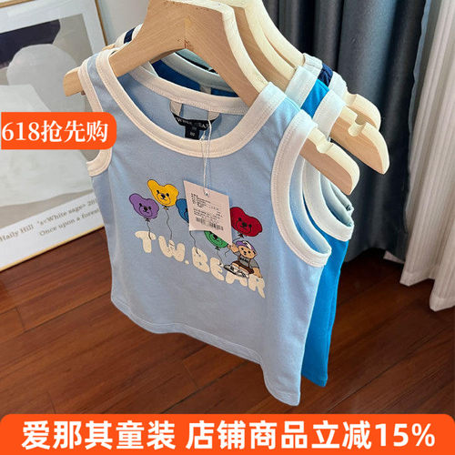男女童无袖T恤衫夏季棉布背心