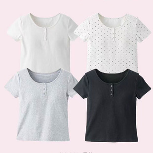 6330女款短袖T恤衫夏季棉弹力上衣大童少女成人
