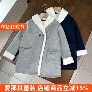 245女童长袖外套秋冬羊羔绒上衣外套毛毛大衣130-150cm 特价！