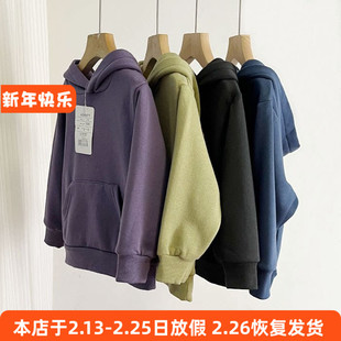 6110日单贵牌男女童长袖卫衣春秋冬季加绒帽衫上衣100-150cm