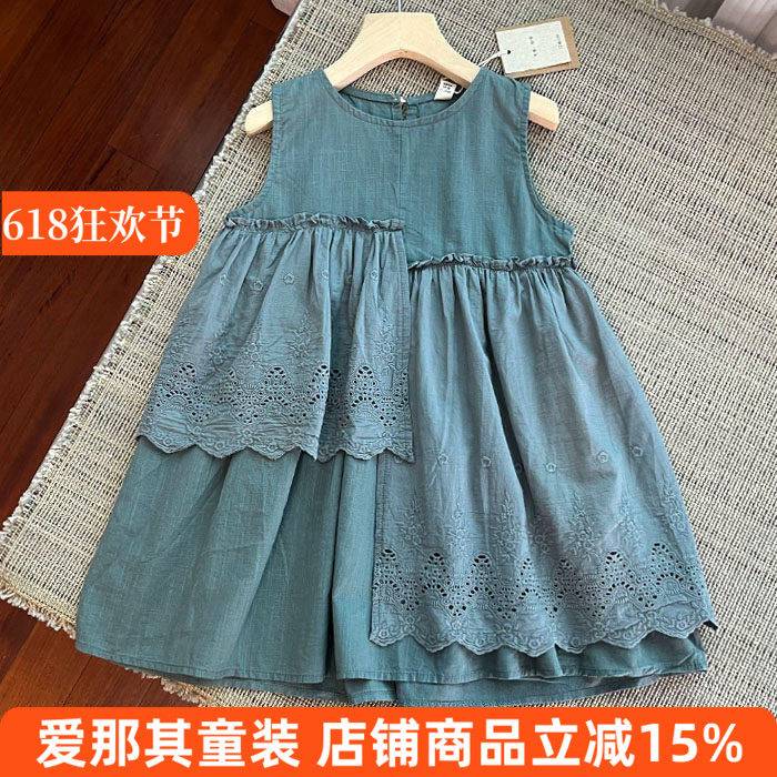 6151女童无袖连衣裙夏季薄款棉麻裙子110-150cm