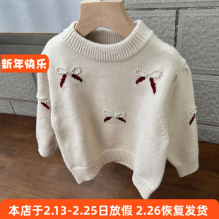 202女童长袖毛衣秋冬提花针织衫上衣110-150cm偏小