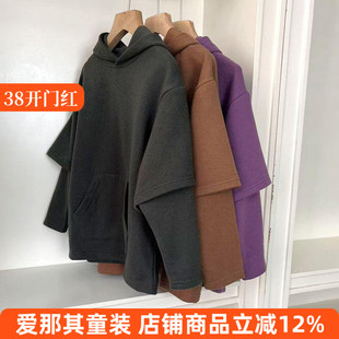 643男女童长袖卫衣春秋毛圈连帽上衣外套运动休闲衫大童130-170cm