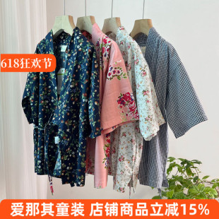 6121男女童短袖外套夏季中长款和服上衣浴衣家居服
