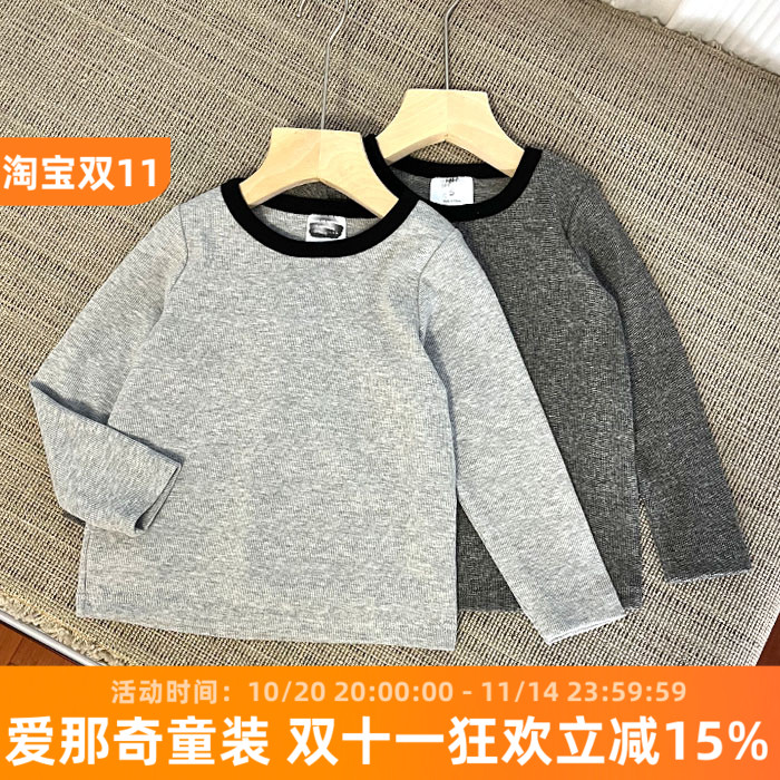 600外贸男女童长袖T恤衫春秋打底衫弹力上衣3-14岁 特价!