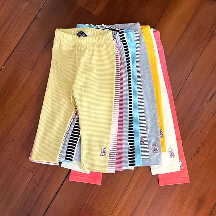 2210女童春夏打底裤小熊绣花弹力七分裤九分裤100-160cm