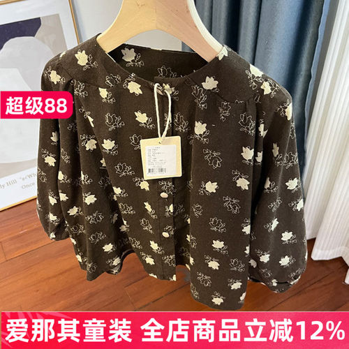 6112女童长袖衬衫春秋棉布外套开衫上衣娃娃衫宽松版型110-160cm