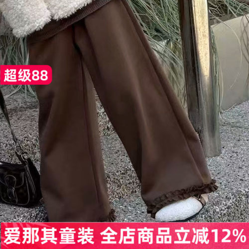 女童长裤秋冬绒棉布休闲裤阔腿裤