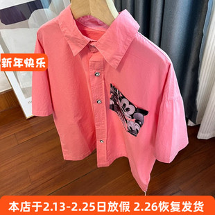 6122男女童短袖衬衫夏季薄款棉布上衣110-160