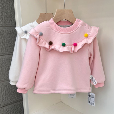 女童长袖卫衣秋冬厚款保暖上衣