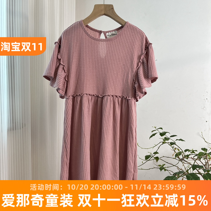 6122女童短袖连衣裙夏季纯色简约小女孩裙子